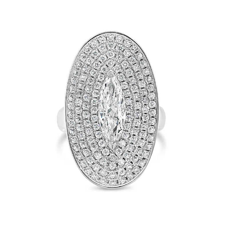 Glamorous rings showcasing brilliant oversized diamond stones -Diamond Marquis Oval Ring