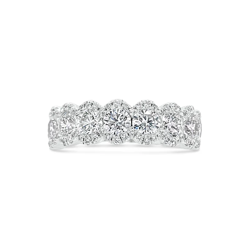 Secure rings with flush stones for safety -Diamond Oval Wedding Band