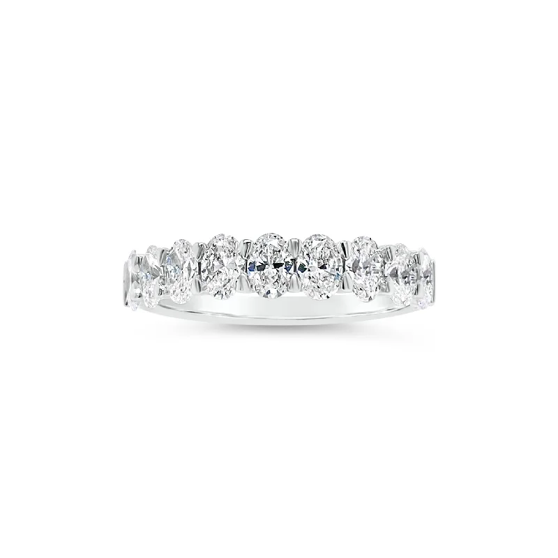 Airy rings ideal for constant finger wear -Diamond Ovals Wedding Band