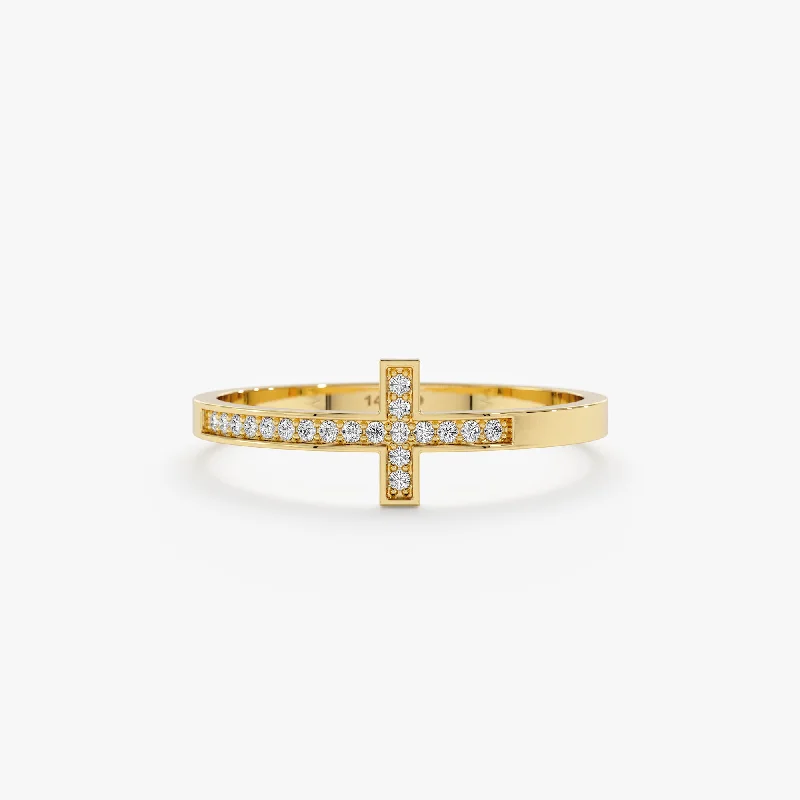 Cheap rings under ten dollars for quick buys -Diamond Sideways Cross Ring, Mary