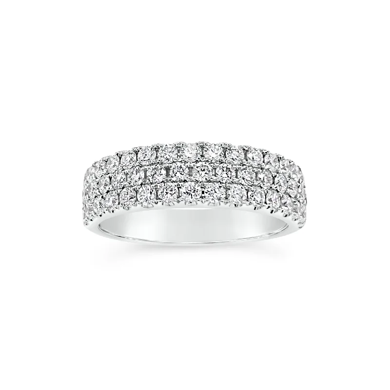 Glamorous rings showcasing brilliant oversized diamond stones -1 ct Diamond Triple Row Wedding Band