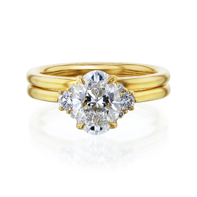 Rings perfect for youth with bright stones -Kobelli Grown - Dulce Side Cluster Lab Diamond Bridal Set