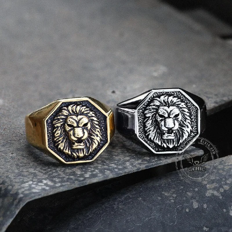 Layered rings designed for stacking with others -Fierce Lion Stainless Steel Ring