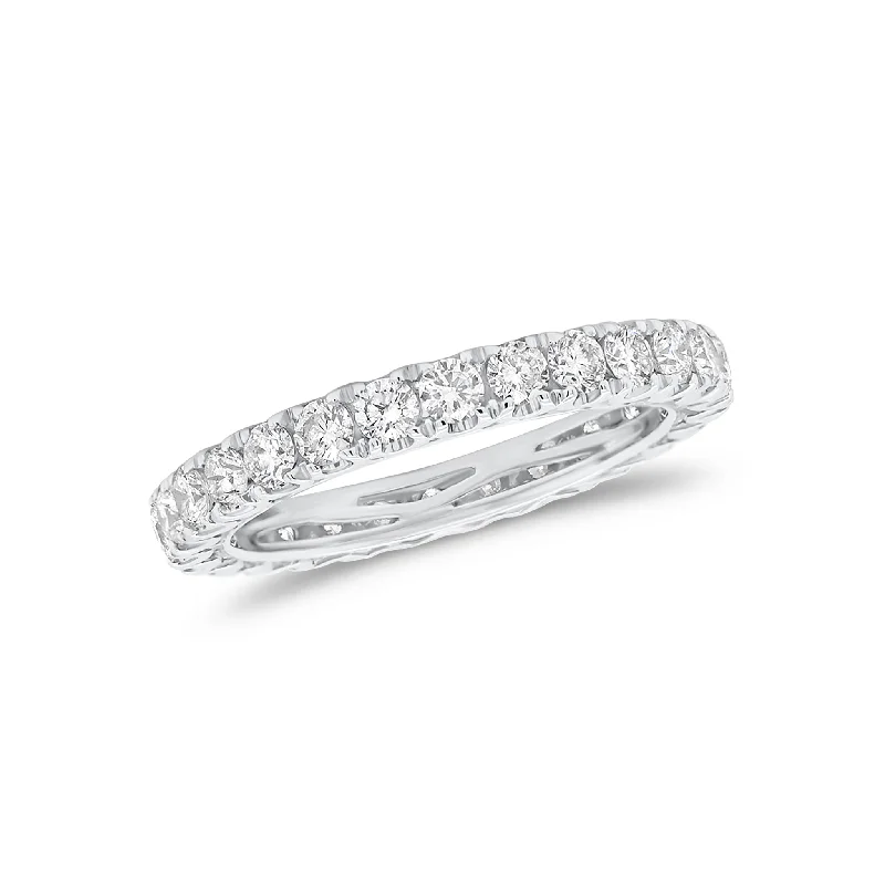 Tough rings designed for men with bold style -Four Prong-Set Diamond Eternity Wedding Band