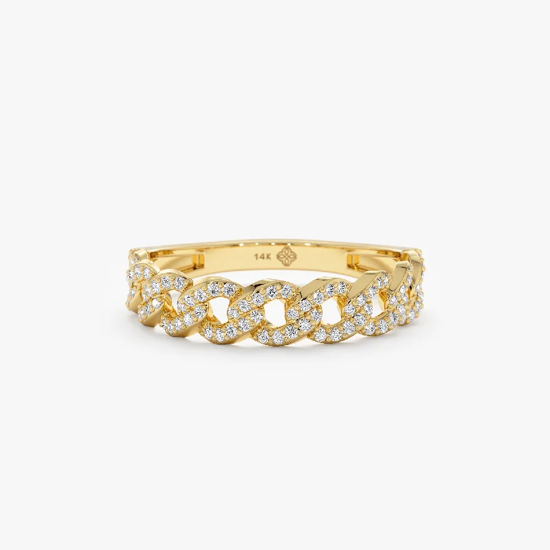 Classic rings featuring timeless designs for all ages -Half Eternity Diamond Cuban Chain Ring, Cleo