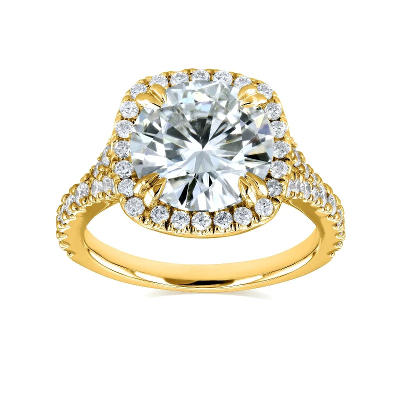 Rings crafted with recycled metals for eco-chic -Kobelli Grown - 3.53ct.tw Cathedral Halo Diamond Ring - 3.00 Carat Center