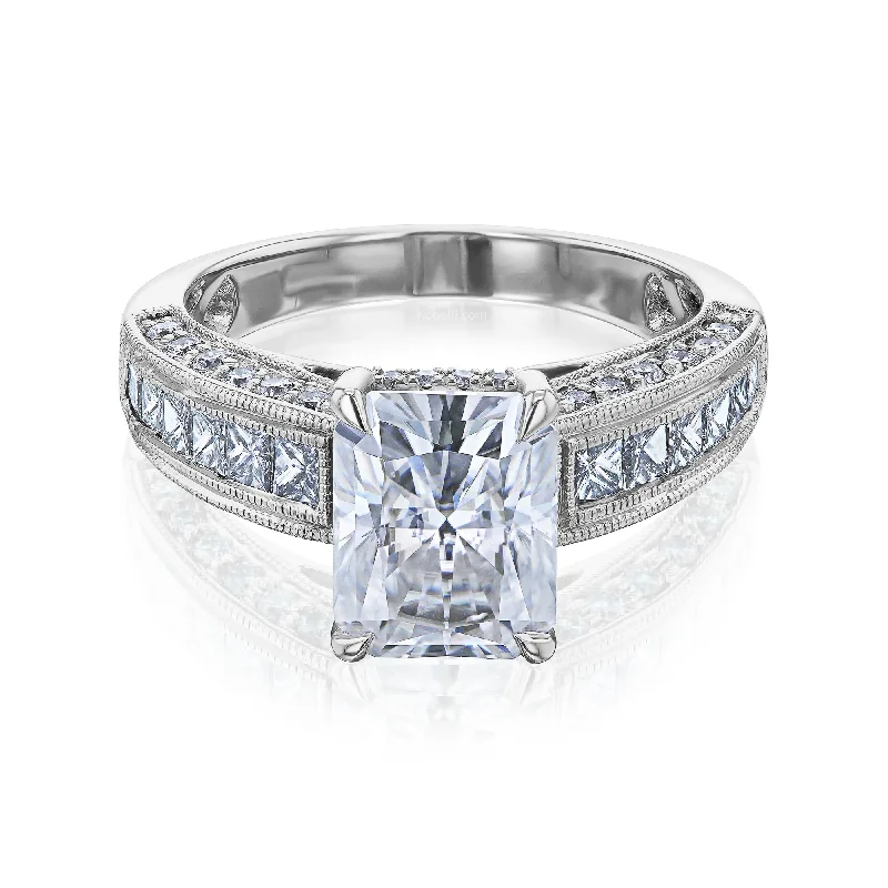 Commitment rings with sweet stones for promises -Mackenzie Boxy Engagement Ring