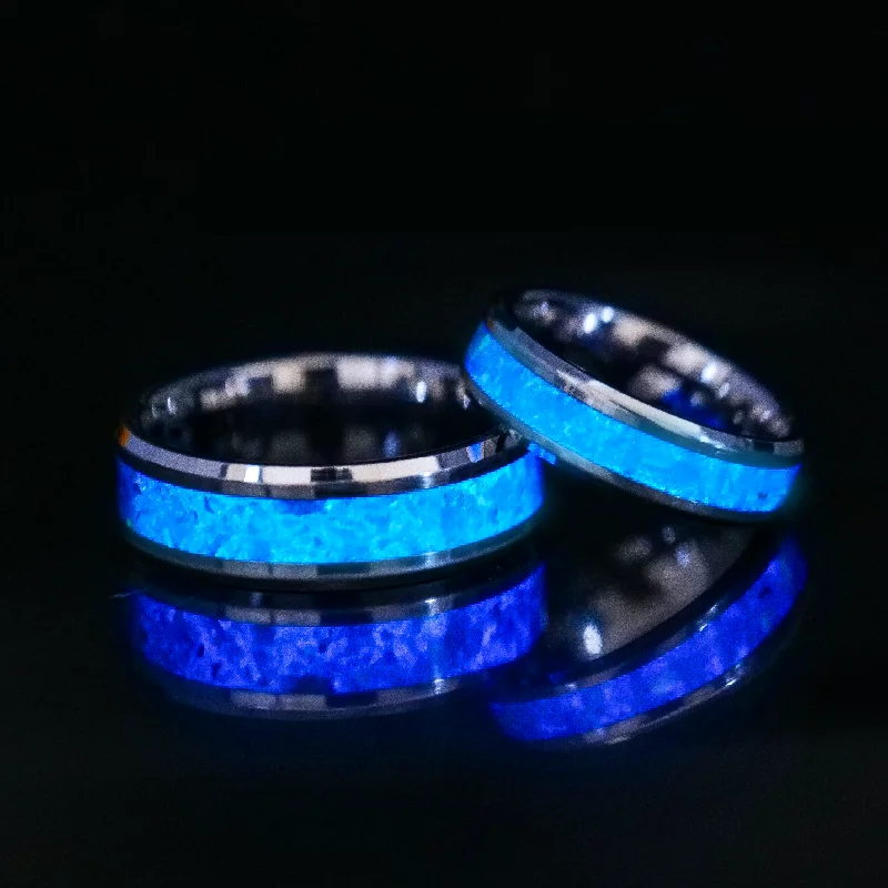 Striking rings with unique cuts for bold looks -Matching Custom Glowstone Wedding Ring Set