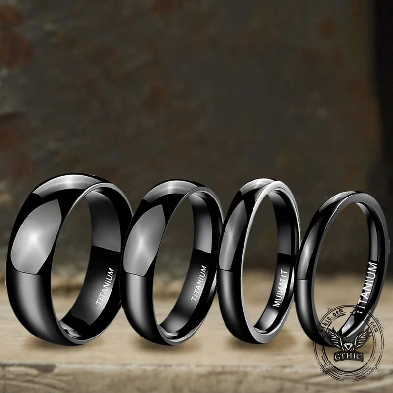 Rings made with earth-friendly gems for sustainability -Minimalist Black Glossy Titanium Ring