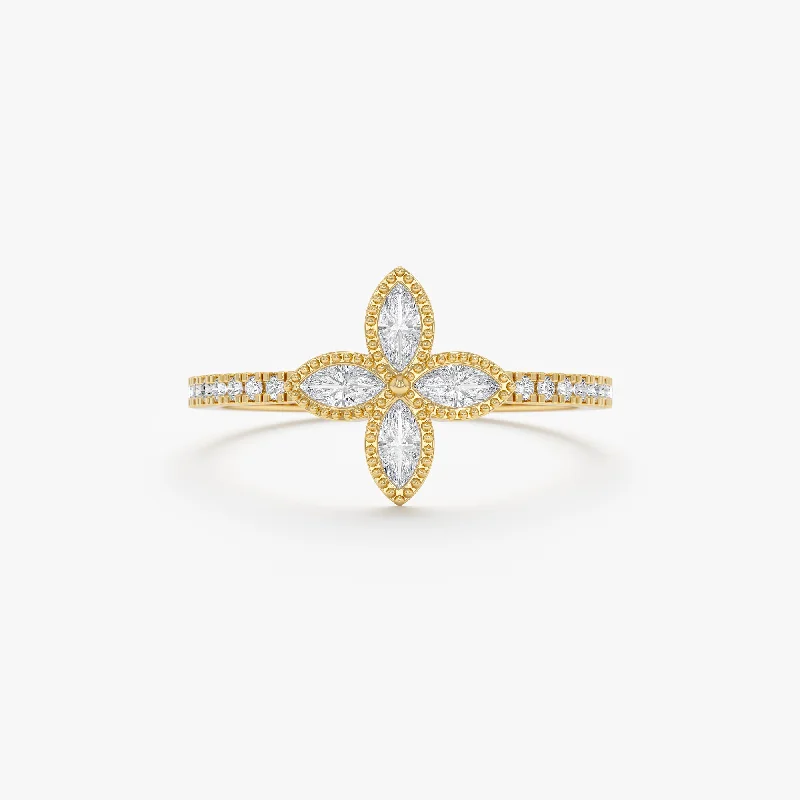 Rings great for celebrations with special gems -Natural Diamond Clover Ring, Leticia