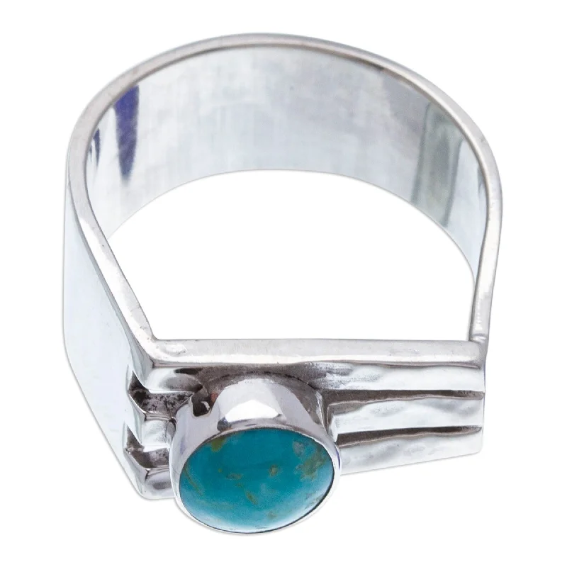 Rings featuring sapphire for rich blue sophistication -Novica Handmade Charming Harp Turquoise Cocktail Ring