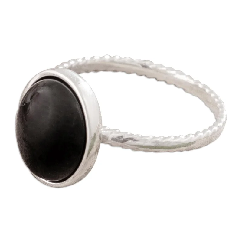 Rings inspired by forests with natural designs -Novica Handmade Courage Amulet Onyx Cocktail Ring