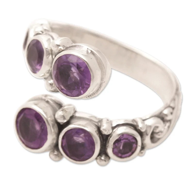 Rings with rose gold for soft romantic shine -Novica Handmade Purple Gravel Amethyst Wrap Ring