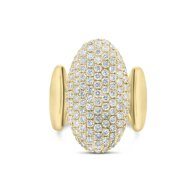 Thick rings designed for loud finger statements -Pave Diamond Ovals Statement Ring