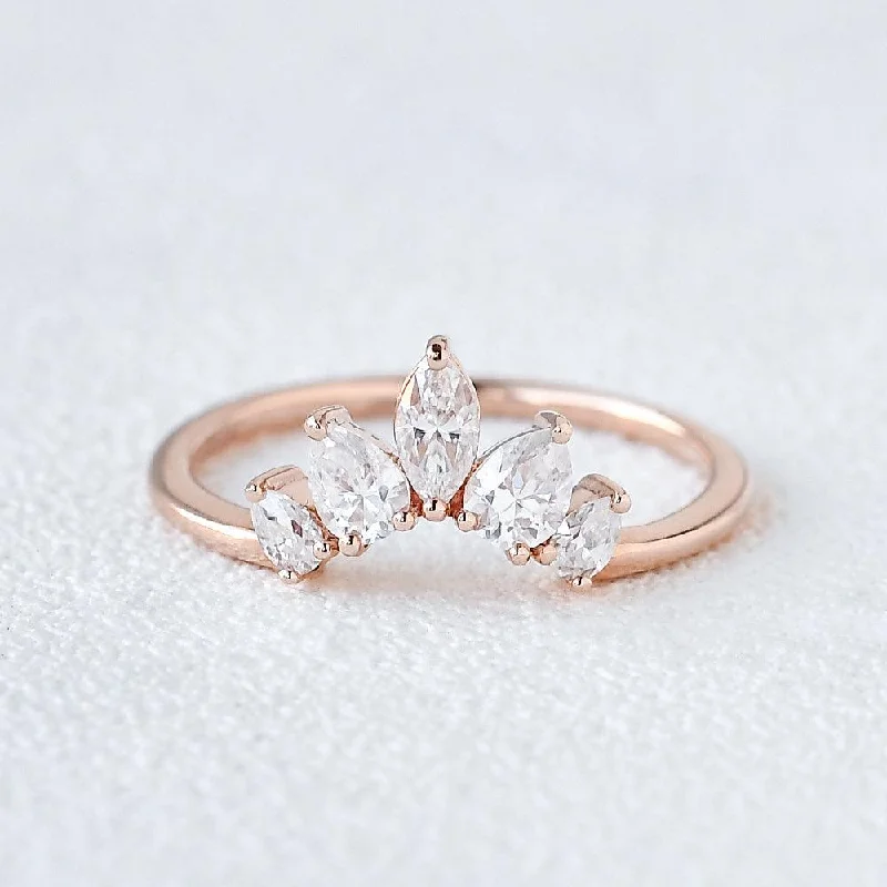 Rings featuring morganite for peachy soft glow -Pear Shaped Moissanite Wedding Ring