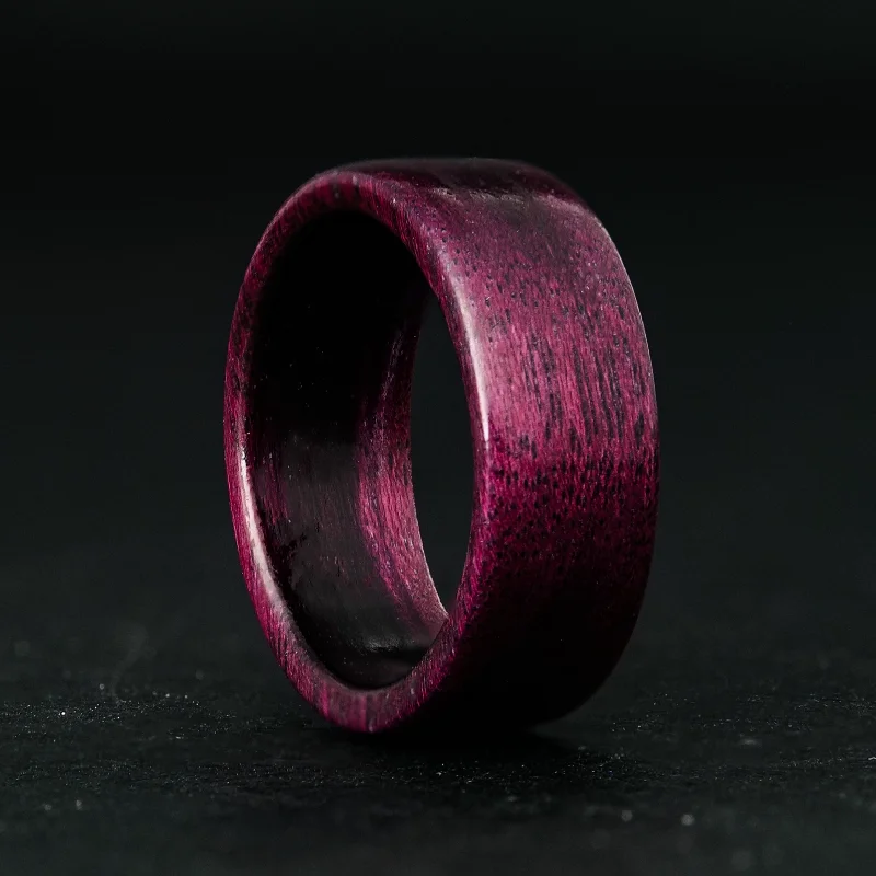 Rings perfect for love with sweet gems -Purple Heart Wood Ring