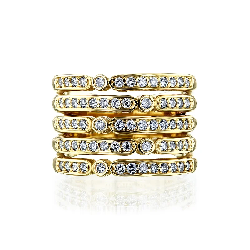 Large rings designed for striking finger impact -Quincy Five-Strand Diamond Ring