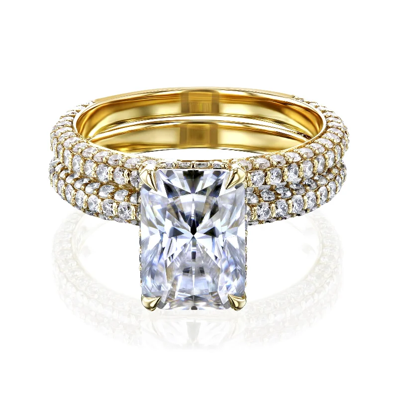 Thick rings designed for loud finger statements -Raya Diamond-Coated Bridal Set