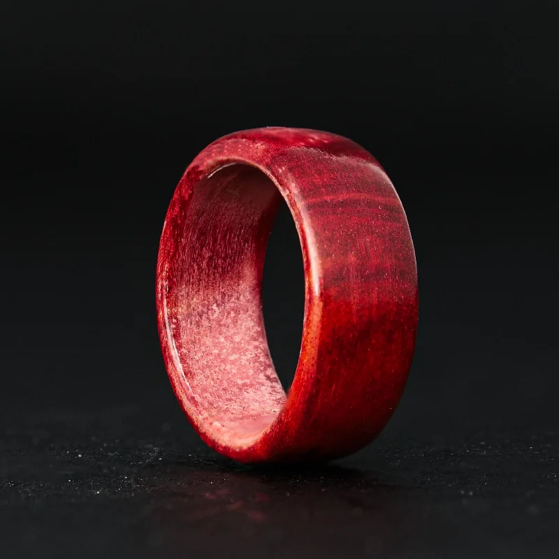 Rings featuring black diamonds for dark edge -Red Blood Wood Ring