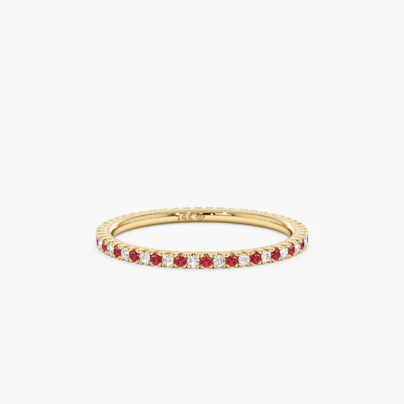 Gap rings with open bands for airiness -Ruby and Diamond Eternity Ring, Kiki