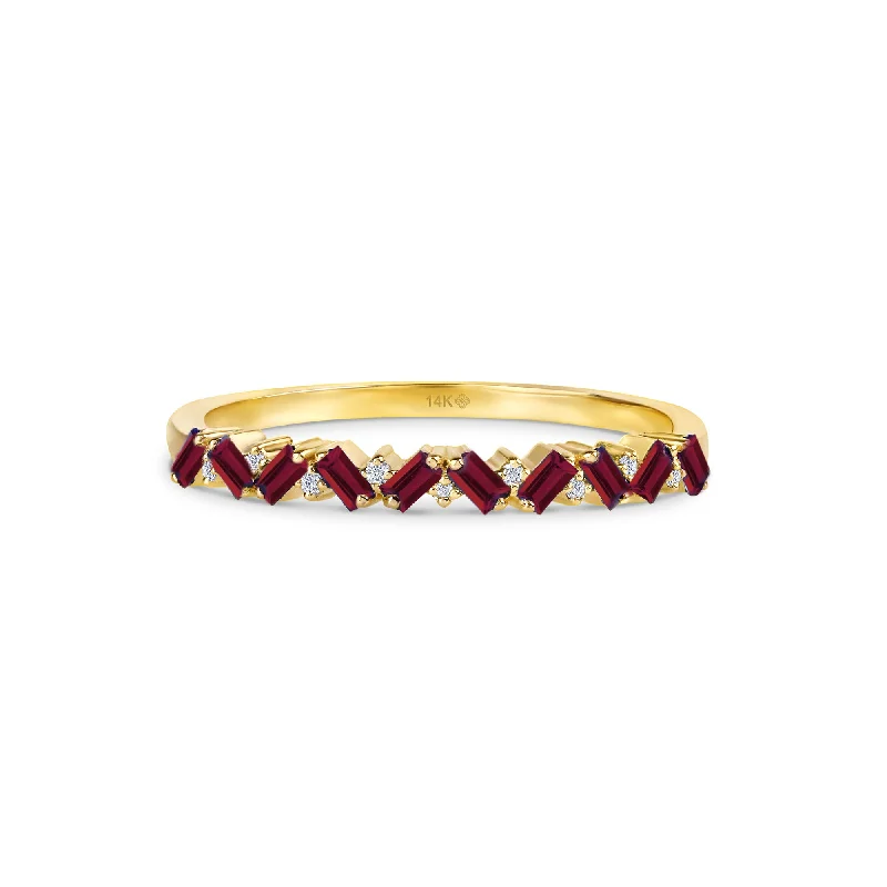 Pointed rings for clean modern finger style -Ruby and Diamond Garland Ring, Fallon