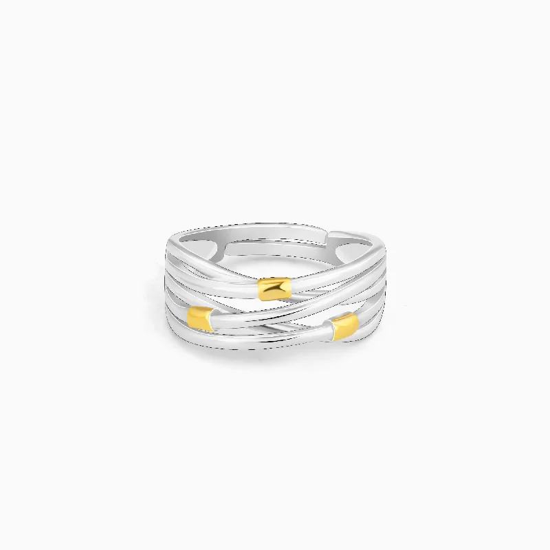 Subtle rings ideal for quiet everyday elegance -Silver and Golden Weave Ring