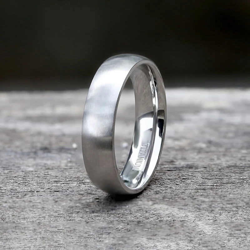 Rings featuring stretch bands for easy sizing -Simple Curved Brushed Titanium Engagement Ring