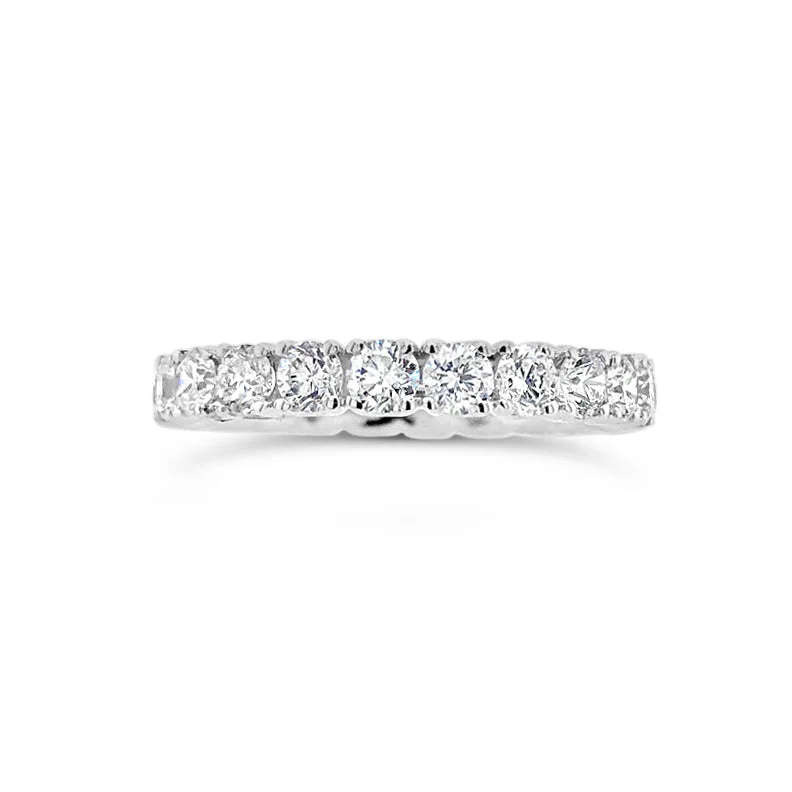 Gap rings with open bands for airiness -Simple Four Prong-set Diamond Eternity Ring