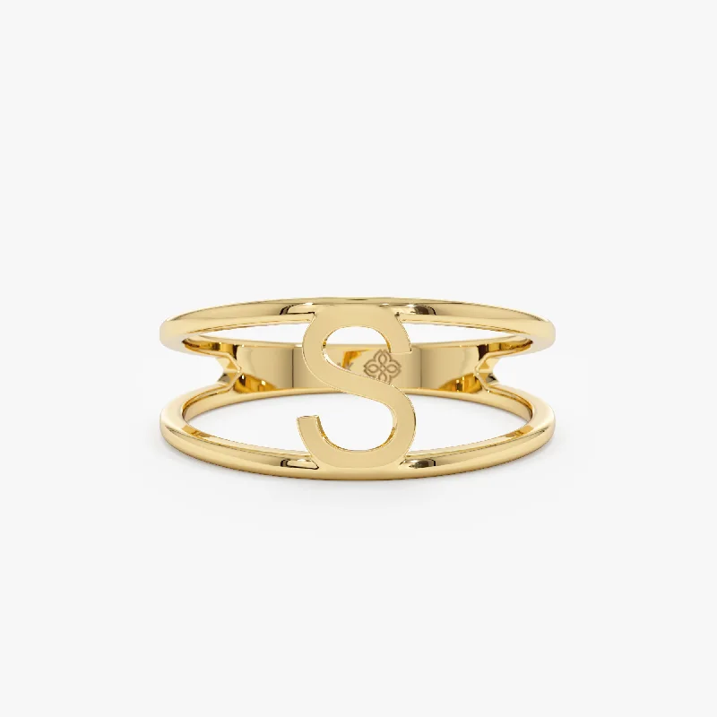 Rings perfect for love with sweet gems -Solid Gold Initial Ring, Elisse