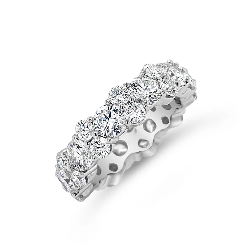 Cool rings with trendy shapes for youth -Staggered Diamond Eternity Band Lg