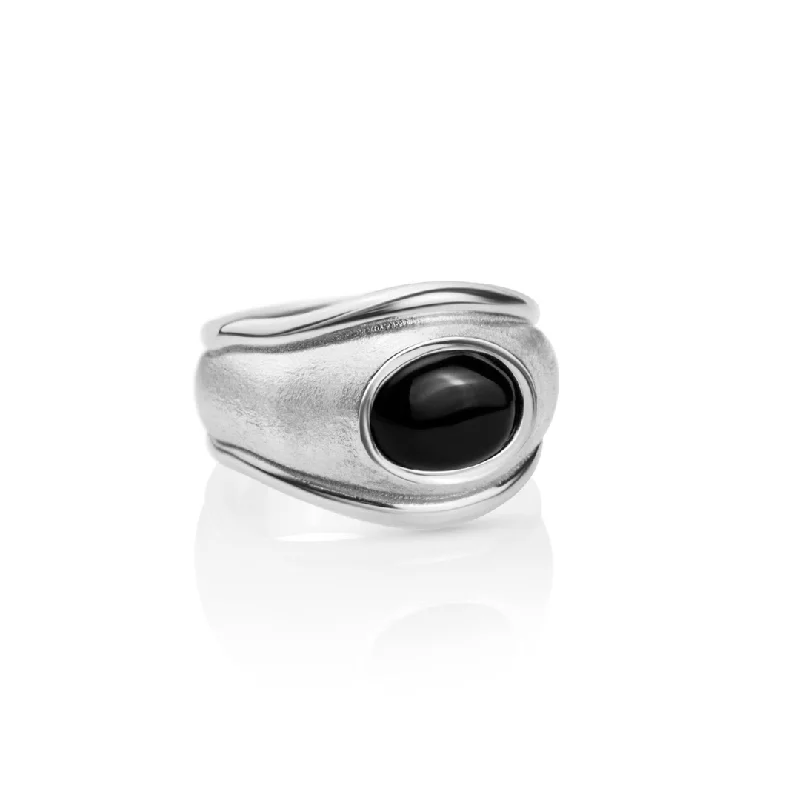 Rings perfect for love with sweet gems -Textured Onyx Signet