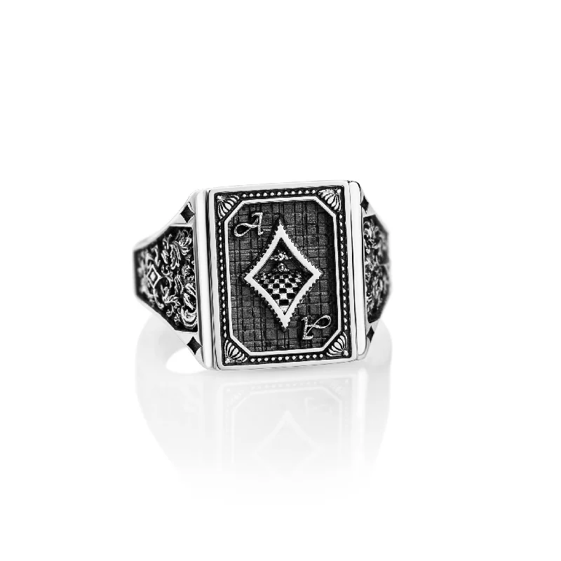 Gem-packed rings for colorful finger dazzle -The Ace Of Diamonds Signet