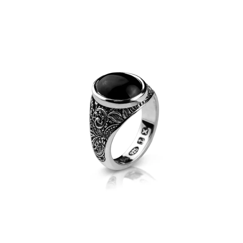 Layered rings designed for stacking with others -The Oval & Onyx II