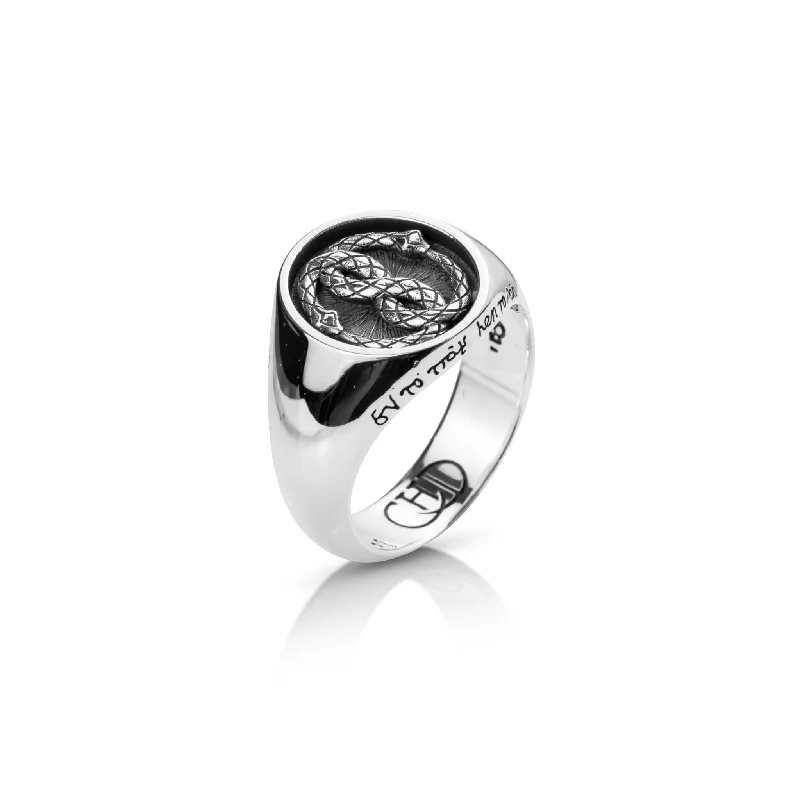 Rings inspired by forests with natural designs -The Silver Ouroboros Ring