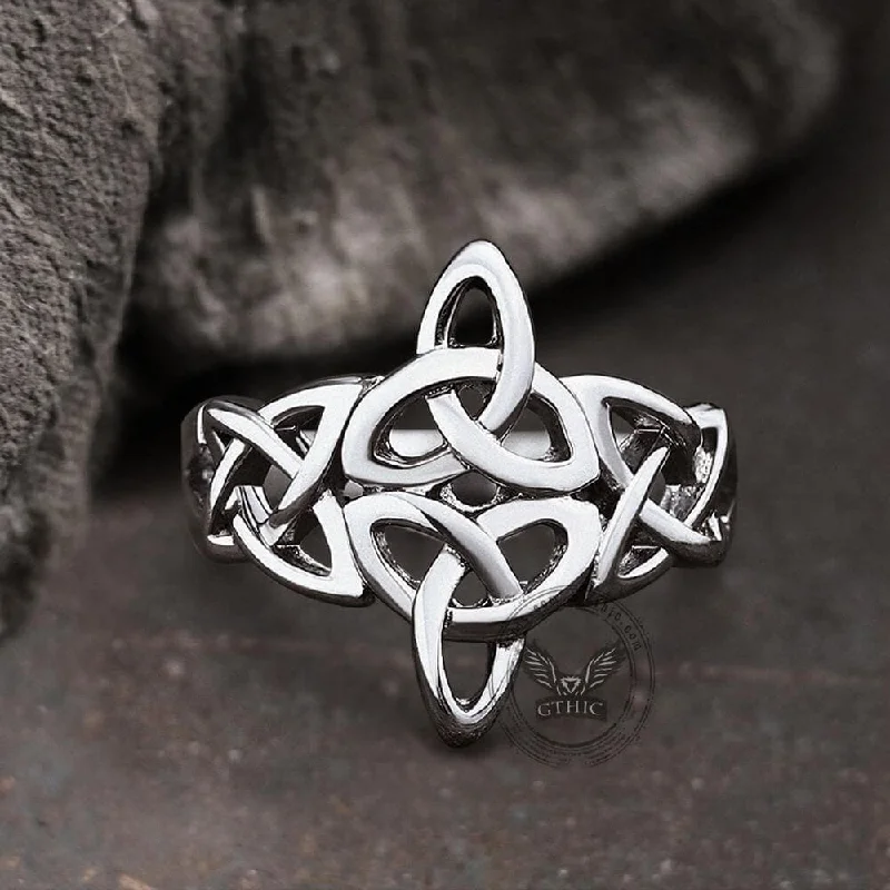 Edgy rings with sharp angles for modernity -Triquetra Irish Celtics Stainless Steel Viking Ring