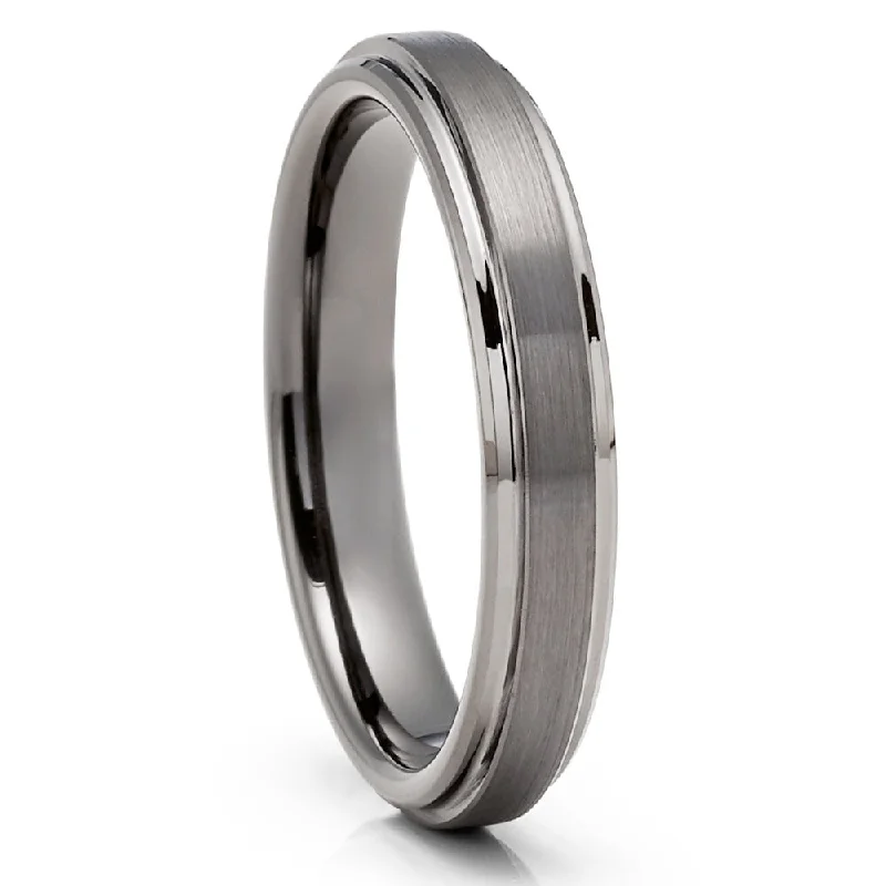 Dual-tone rings for mixing metal styles -Tungsten Wedding Band 4Mm Gunmetal Comfort Fit Ring Cobalt Free