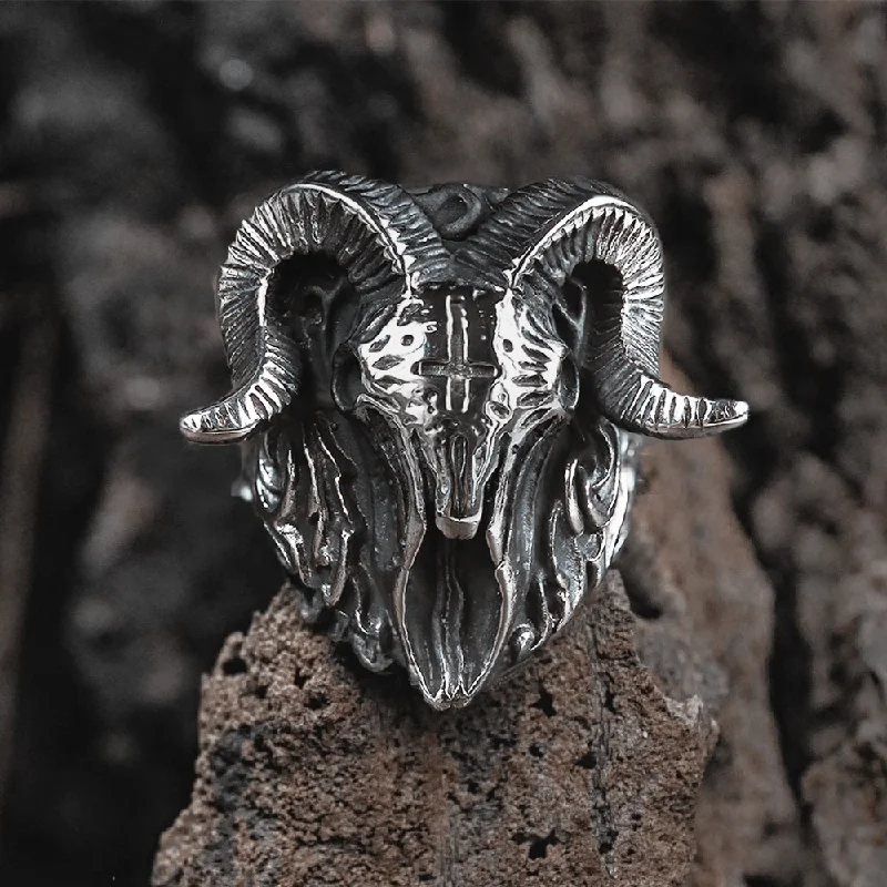 Stylish rings perfect for adding flair to outfits -The Devil Satan Stainless Steel Skull Ring