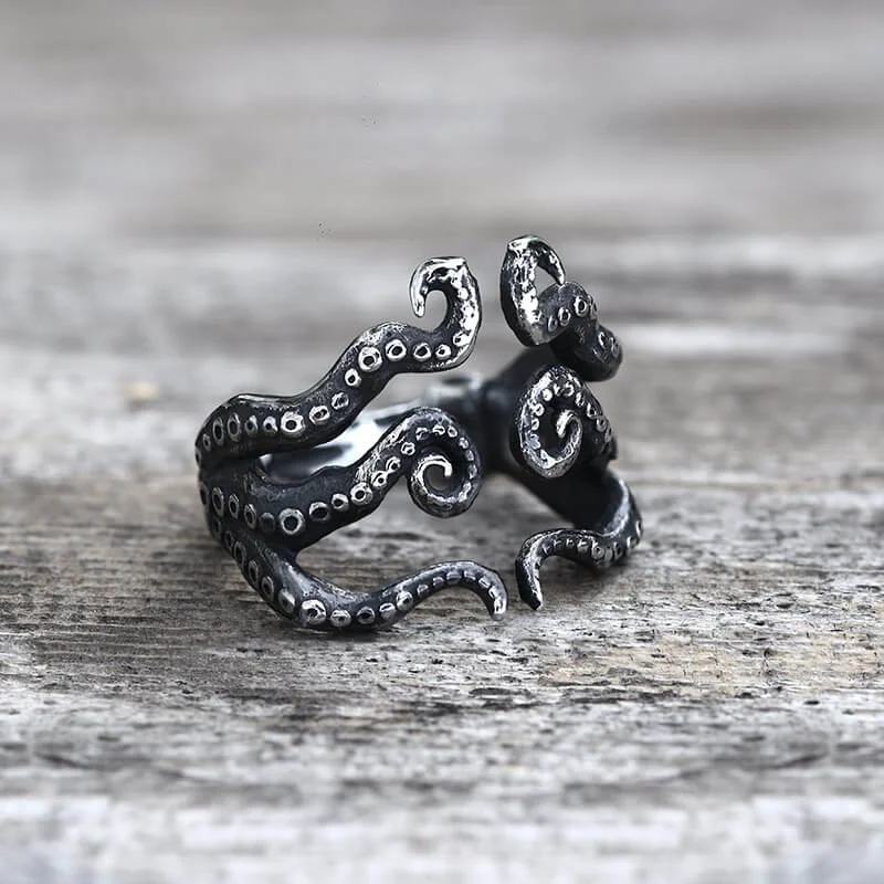 Rings featuring citrine for bright golden warmth -Vintage Octopus Arms Stainless Steel Animal Ring