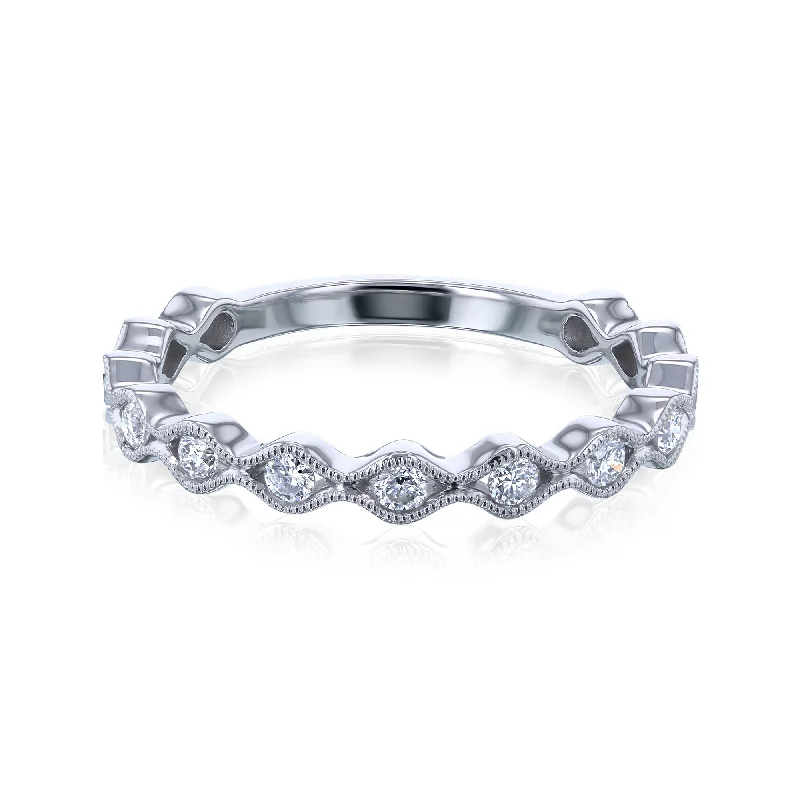 Large rings designed for striking finger impact -Wavy Channel Diamond Ring