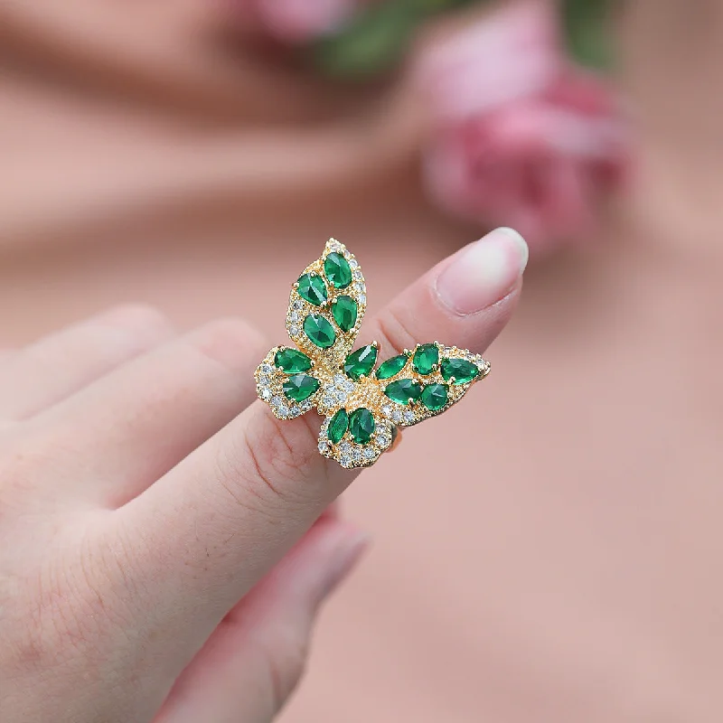 Rings featuring garnet for cozy red depth -Wholesale Copper Micro Inlaid Zircon Butterfly Ring