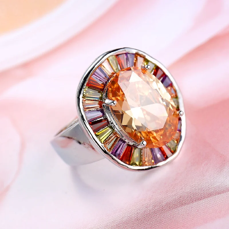 Rings perfect for love with sweet gems -Wholesale Colored Zirconium Copper Rings