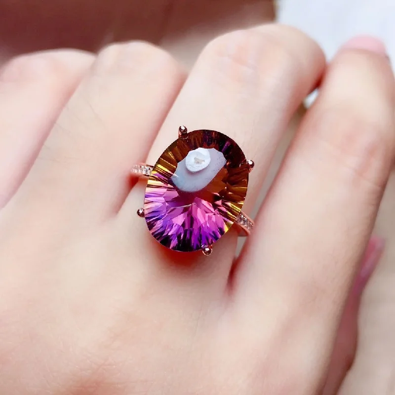 Rings inspired by forests with natural designs -Wholesale Copper Oval Purple Gemstone Rings