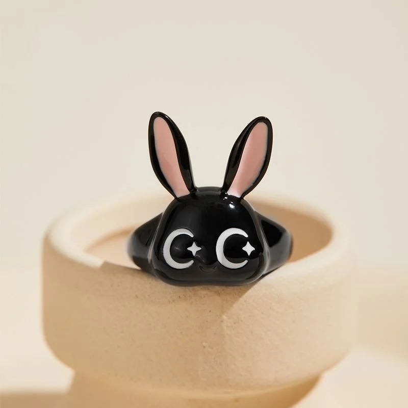 Rings featuring black diamonds for dark edge -Wholesale Cute Open Alloy Ring