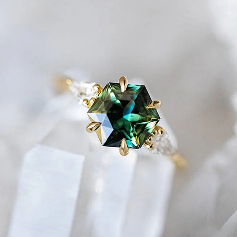 Rings featuring black onyx for sleek drama -Wholesale of New Green Zircon Copper Rings