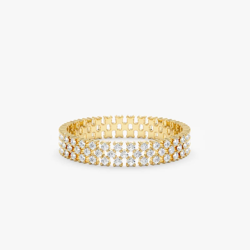 Airy rings ideal for constant finger wear -Wide Diamond Eternity Band, Maya