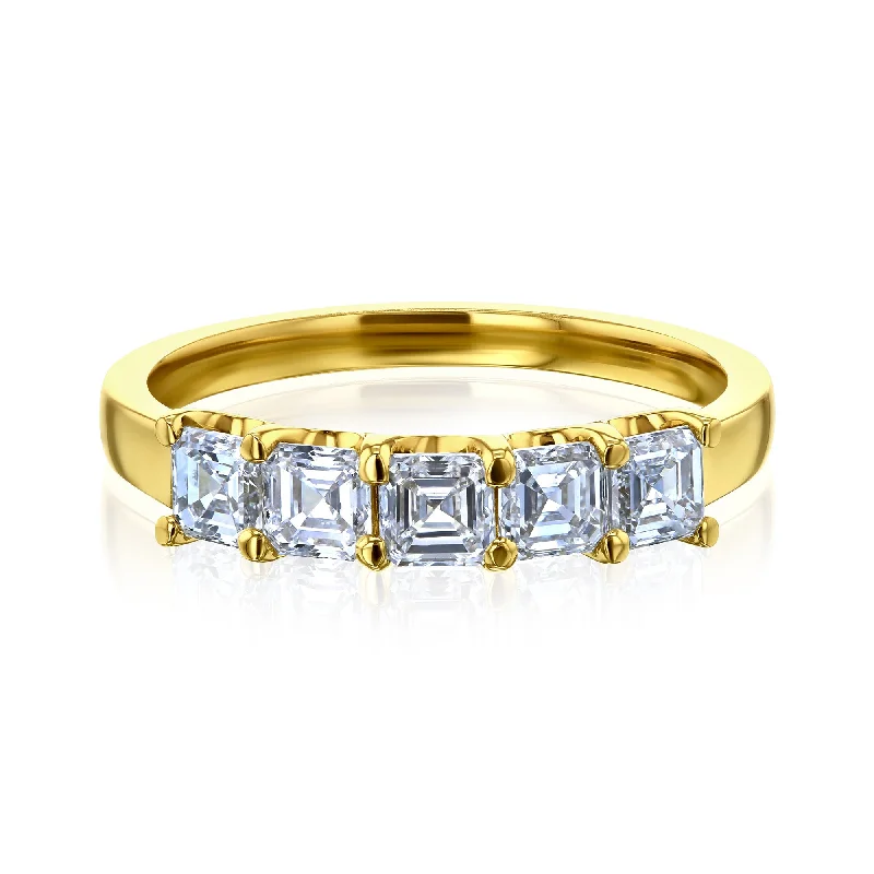 Rings with rose gold for soft romantic shine -Willa 5-Stone Asscher Diamond U-Prong Ring