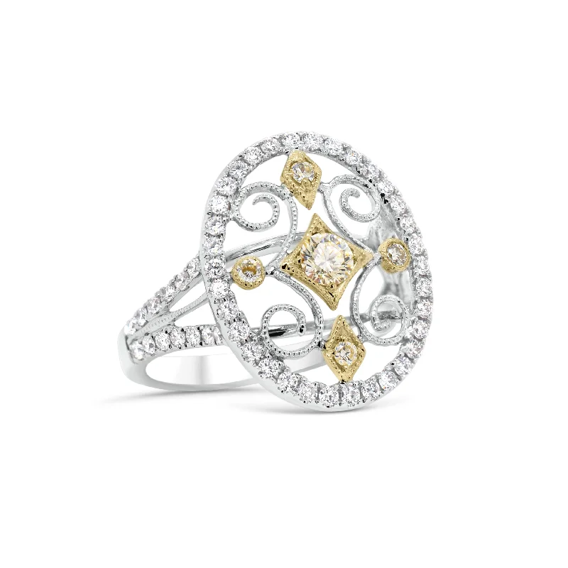 Cool rings with trendy shapes for youth -Yellow Diamond Cutout Cocktail Ring