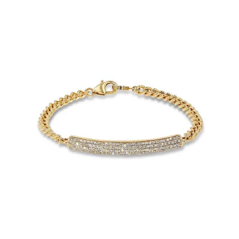 Bracelets and bangles featuring moonstone for ethereal shine -14K Gold Curb Chain Bracelet with Diamond Bar