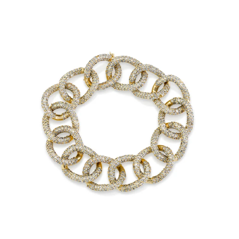 Bracelets and bangles inspired by vintage stone glam -14K Gold Diamond Pave London Chain Bracelet - 17mm