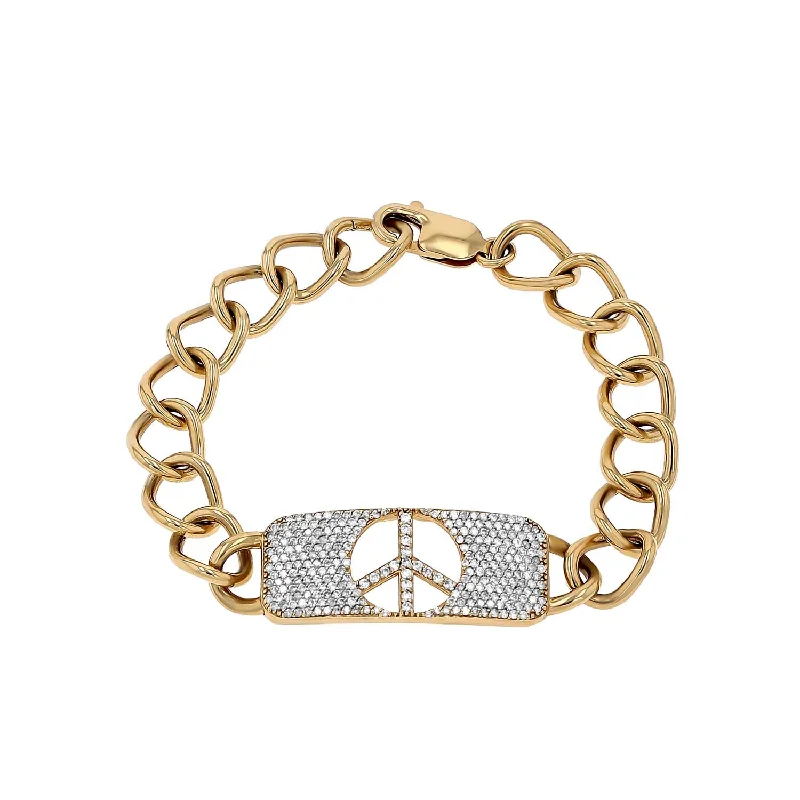 Satin bracelets and bangles for modern wrist chic -14k Gold Peace is the Answer Diamond ID Bracelet